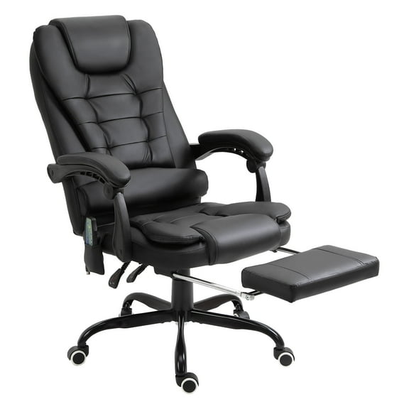 Newboti 7-Point Vibrating Massage Office Chair, High Back Executive Recliner with Lumbar Support, Footrest, Reclining Back, Adjustable Height, Black 257655827583772