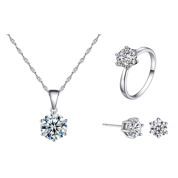 Jewelry Sets Women's Fashion Hexapod Zircon Crystal Necklace Earrings Ring Set Women Jewelry Set