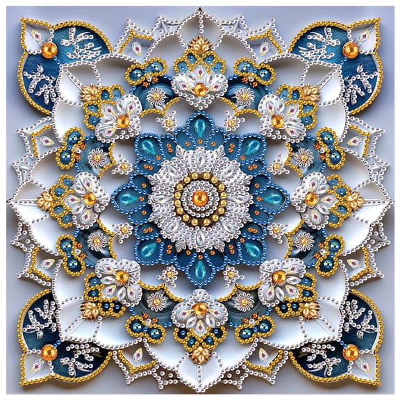 5D DIY Diamond Painting Kit Blue and White Floral Special Shape Creative Diamond Craft Suitable for Home and Office Decor, Festive Gifts