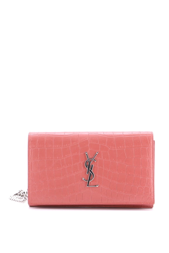 Pre-Owned Classic Monogram Wallet on Chain Crocodile Embossed Leather Small By Rebag