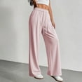 thumbnail image 2 of PWPSG High Waist Drawstring Pleated Wide Leg Casual Pants, Breathable Comfort Trousers for Daily Commute & Trendy Work Outfits Pink M, 2 of 5