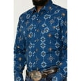 thumbnail image 3 of Ely Walker Men's Southwestern Print Long Sleeve Pearl Snap Western Shirt Indigo X-Large, 3 of 4