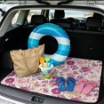 thumbnail image 2 of Yspwyqan Car Trunk Mat, Universal 29" x 39" Gripped Bottom Cargo Liner, Purple Floral Season-Resistant Auto Interior, Fits Most Sedans SUVs Wagons for Daily Commute Trips, 2 of 7