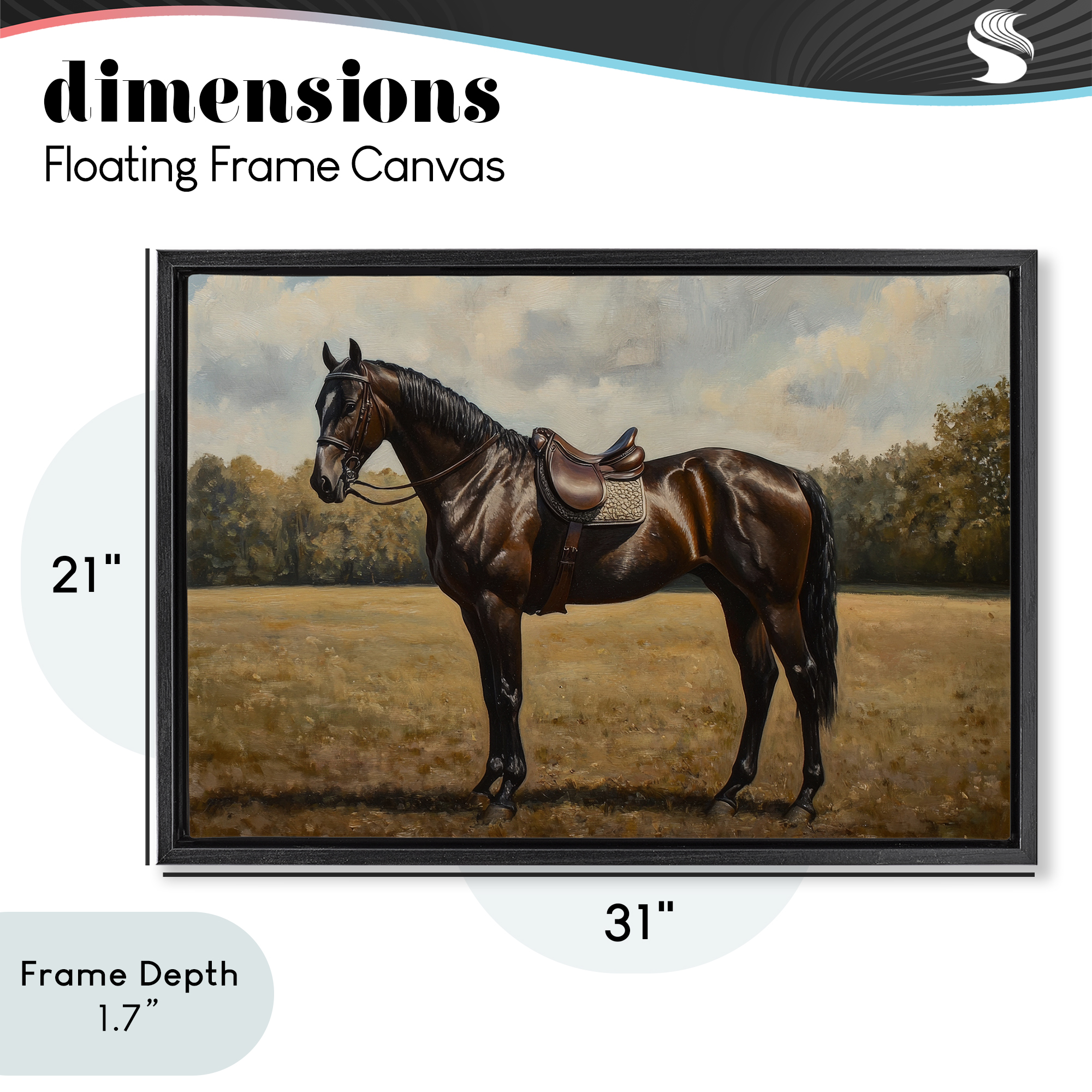 Stupell Industries Dark Brown Pony Portrait Black Framed Floater Canvas Wall Art, design by Petal Prints Design