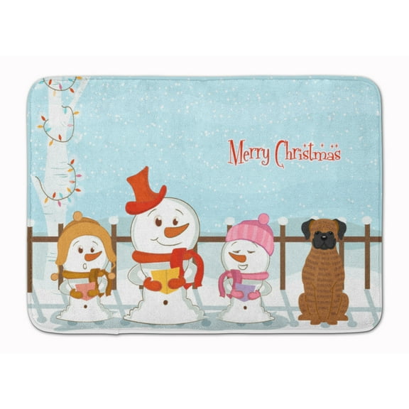 Merry Christmas Carolers Brindle Boxer Machine Washable Memory Foam Mat