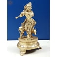 thumbnail image 4 of 10" Venugopala Krishna Brass Statue - Fluting Cowherd, 4 of 4