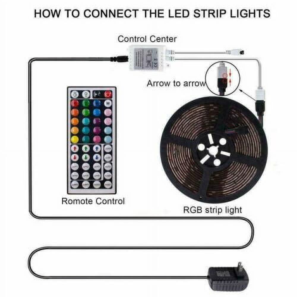 50 FT Flexible 3528 RGB LED SMD Strip Light Remote Fairy Lights Room TV Party Bar