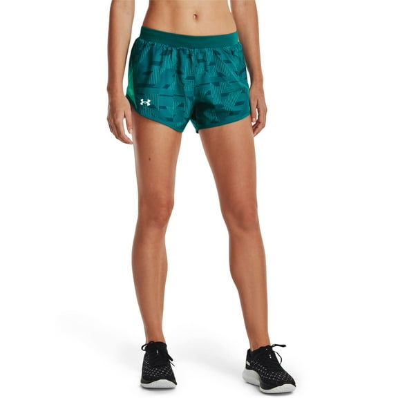 Under Armour Women's Standard Fly by 2.0 Printed Running Shorts, (722) Coastal Teal/Coastal Teal/Reflective, Medium