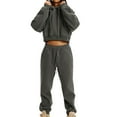 thumbnail image 5 of FADAACAI Matching Sweatsuits Women's Leisure Long Sleeved Hooded Closure High Waist Elastic Long Pants Sweater Pants Set Womens Sweatsuits Sets Lounge Sets for Women Gray XL Clearance！, 5 of 5
