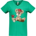 thumbnail image 3 of Inktastic Baseball Teddy Bear Women's V-Neck T-Shirt, 3 of 5