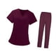 thumbnail image 3 of Conjunto de uniforme de trabajo para mujer, ropa de trabajo roja, camiseta con cuello en V, ropa de trabajo de enfermería, top Talla L, 3 of 9
