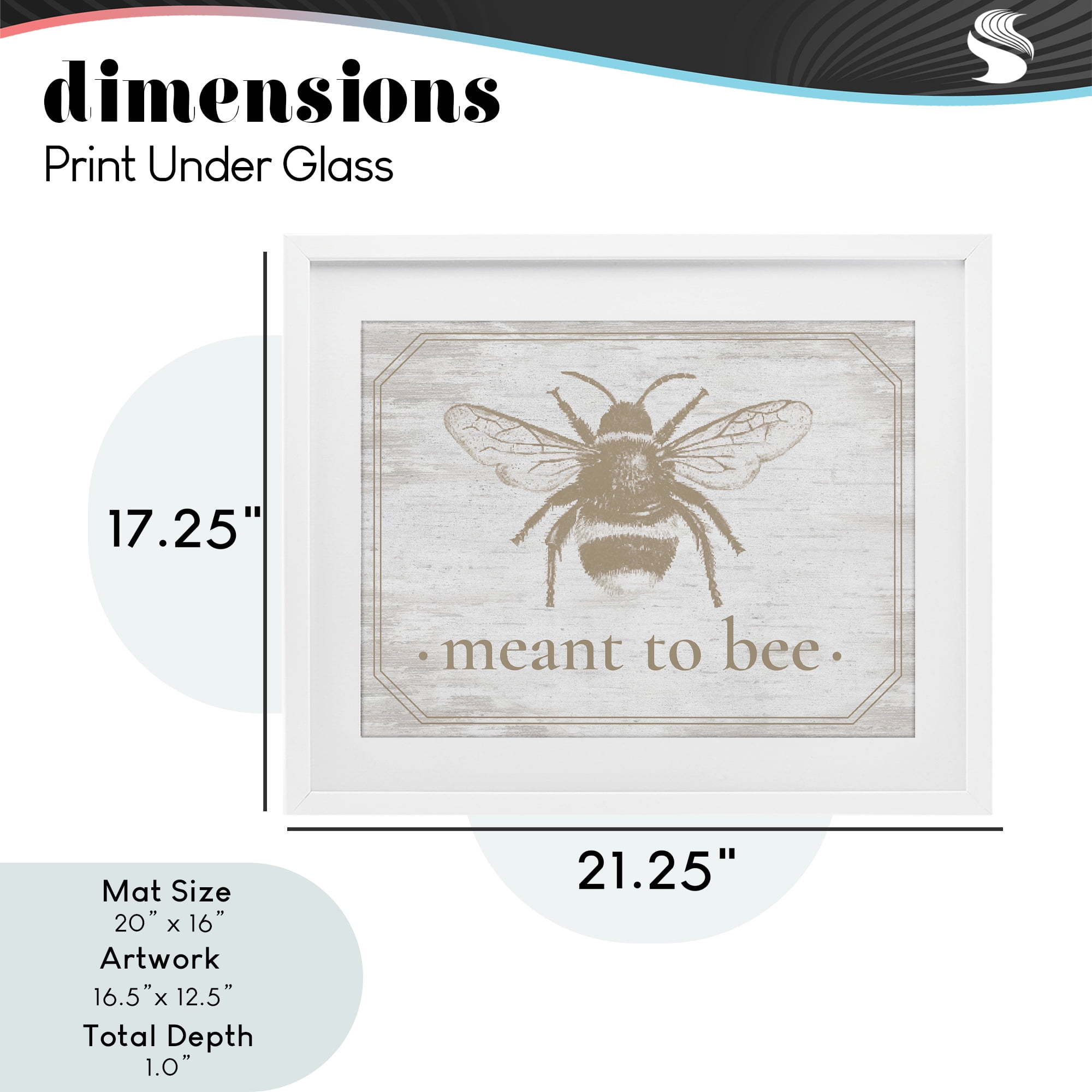 Meant To Bee Rustic Border White Framed Print Under Glass, design by Lettered and Lined