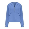 thumbnail image 4 of Lindreshi Womens Fall Fashion 2023 Hoodies for Women Women Half Zip Cropped Hoodies Fleece Quarter Zip Up Pullover Sweatshirts Winter Clothes 2023 Outfits Sweater Coat, 4 of 5