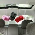thumbnail image 3 of White Fuzzy Dice for Rear View Mirror, Pair of 2.75" Plush Dice Retro Hanging Ornaments Car Interior Rearview Mirror Decor Accessories (White), 3 of 13