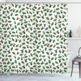 thumbnail image 1 of Cranberry Shower Curtain, Botanical Inspirations Themed Leaves with Berry Fruits Harvest Design, Fabric Bathroom Set with Hooks, 69W X 84L Inches Extra Long, Fern Green Red White, by Ambesonne, 1 of 3
