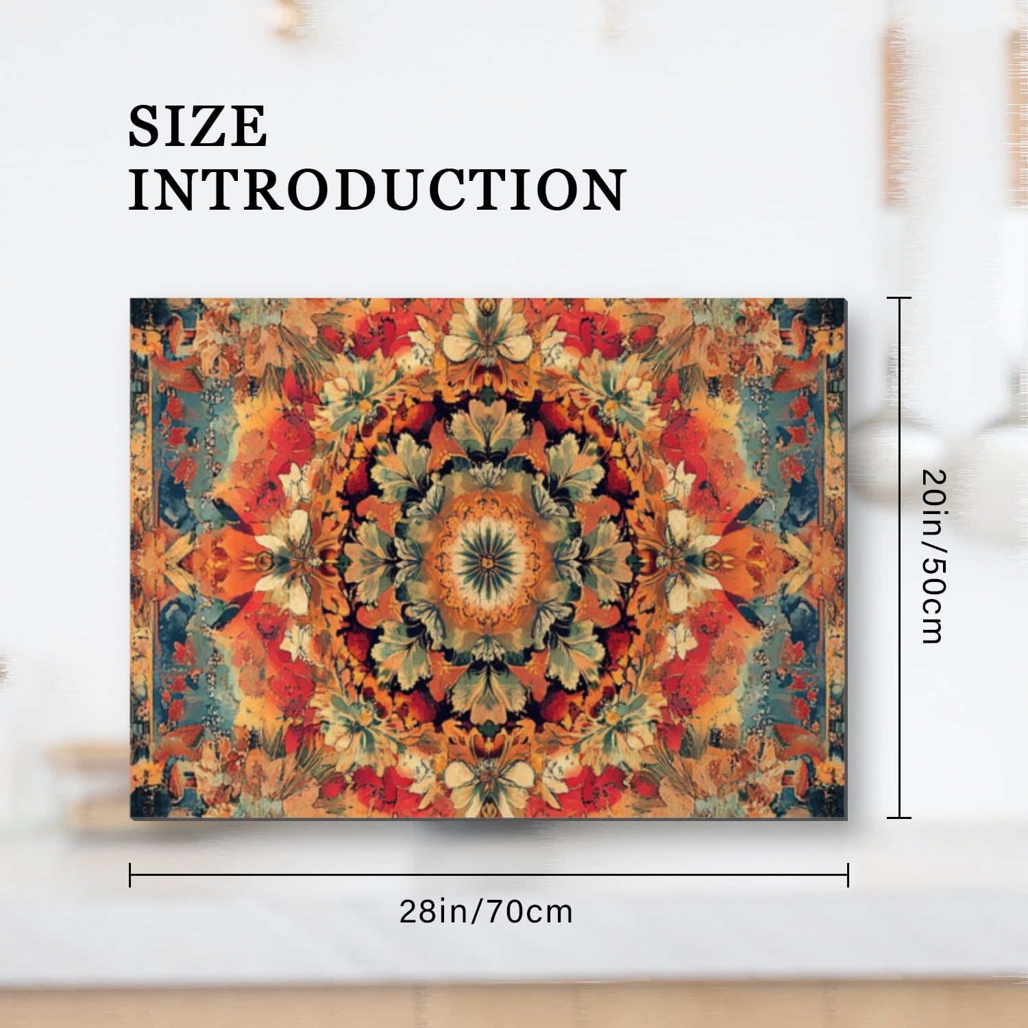 Square Glasstop Stove Covers, Retro Mandala Flower Pattern Design Heat Resistant Stove Top Cover, Multipurpose Washable Countertop Mat for Kitchen RV (28×20 Inch)