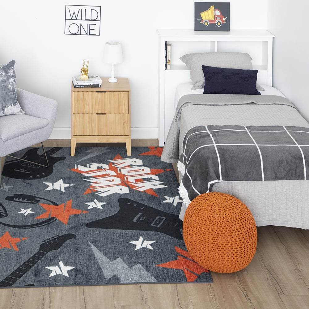 Mohawk Home Rock Star Printed Indoor Area Rug in Red, 3'4"x5'