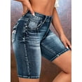 thumbnail image 3 of ROAD MARKINGS Women's Denim Bermuda Shorts, Mid-Rise, Decorative Back Pockets, Medium Wash (US, Alpha, X-Large, Regular, Regular, Blue), 3 of 6