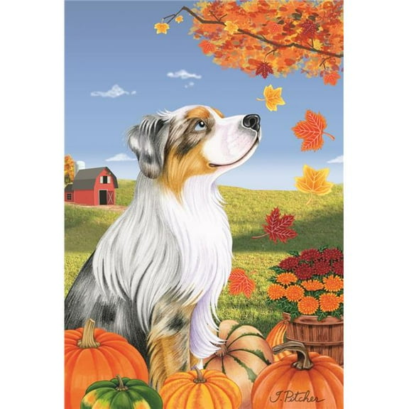 Best of Breed TP670591 Australian Shepherd Blue Merle Autumn Leaves Garden Flag