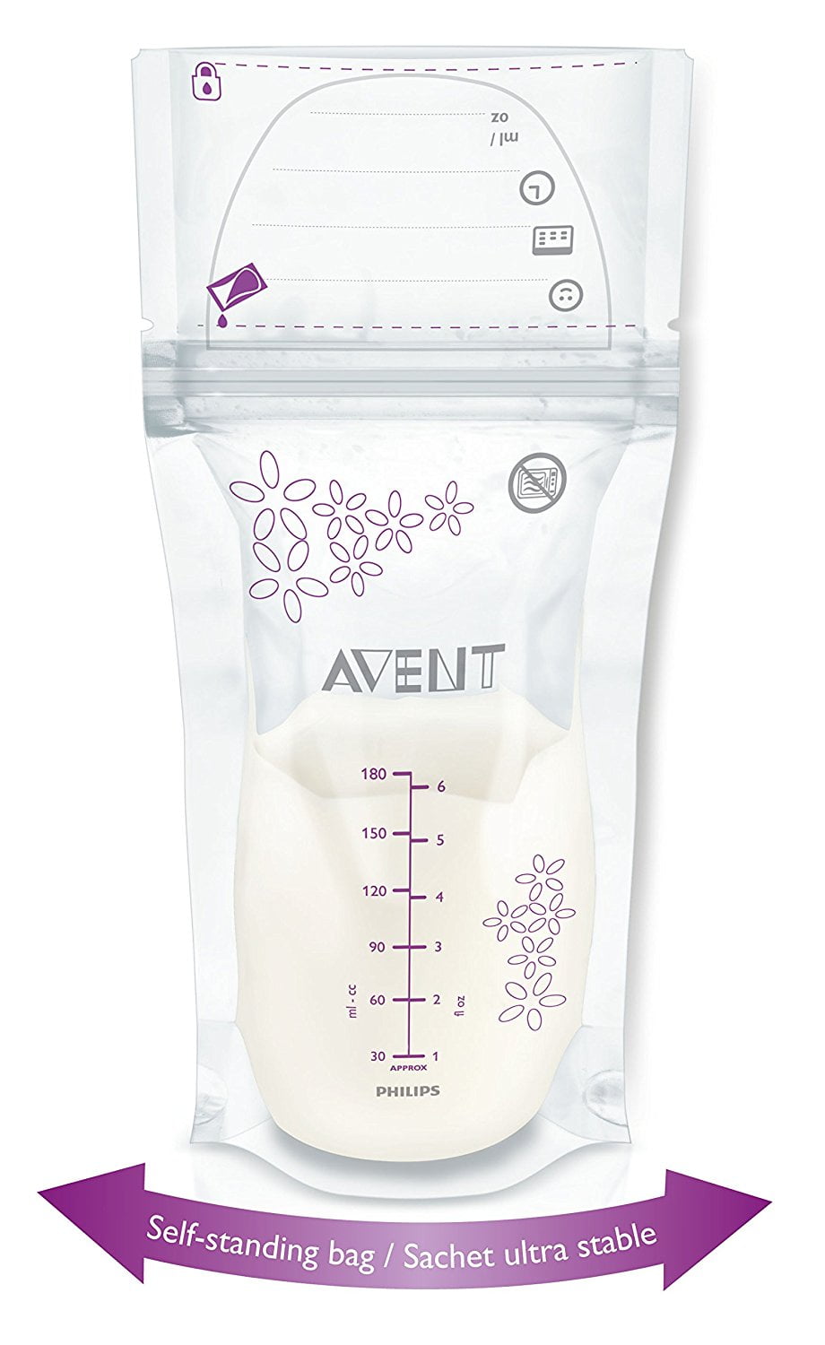 PHILIPS Avent SCF603/50 - 6 oz/180mL Breast Milk Storage Bags, 50 Count