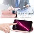 thumbnail image 3 of Allytech for T-Mobile REVVL 6 5G Wallet Case, Luxury PU Leather with Embossed Pattern, Magnetic Clasp Kickstand Card Cash Slots Shockproof Slim Flip Case with Hand Strap for Women Men - Rosegold, 3 of 6