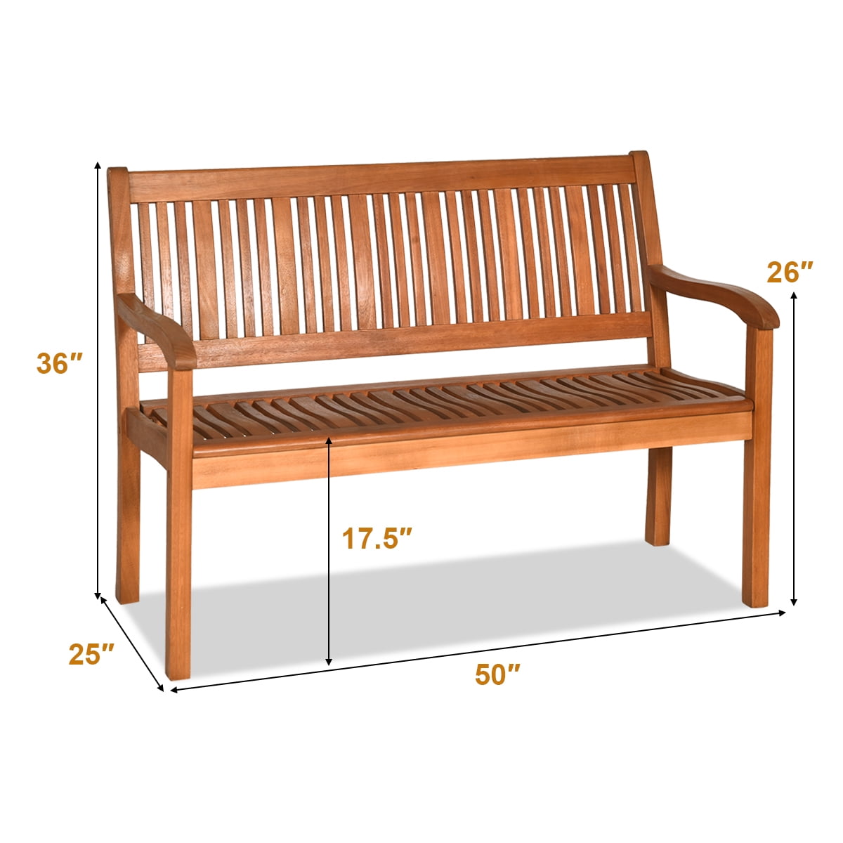 Gymax 50 Curved Wood Porch Seating Bench for Backyard Patio Garden with Armrest Backrest Walmart
