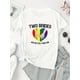 thumbnail image 2 of Women'S Casual Crew Neck T-Shirt with Colorful Heart Hands Print, Polyester 95% Spandex 5% Knit Fabric, Medium Stretch, All-Season Short Sleeve Tee, Fashionable & Comfortable Summer Top, 2 of 6