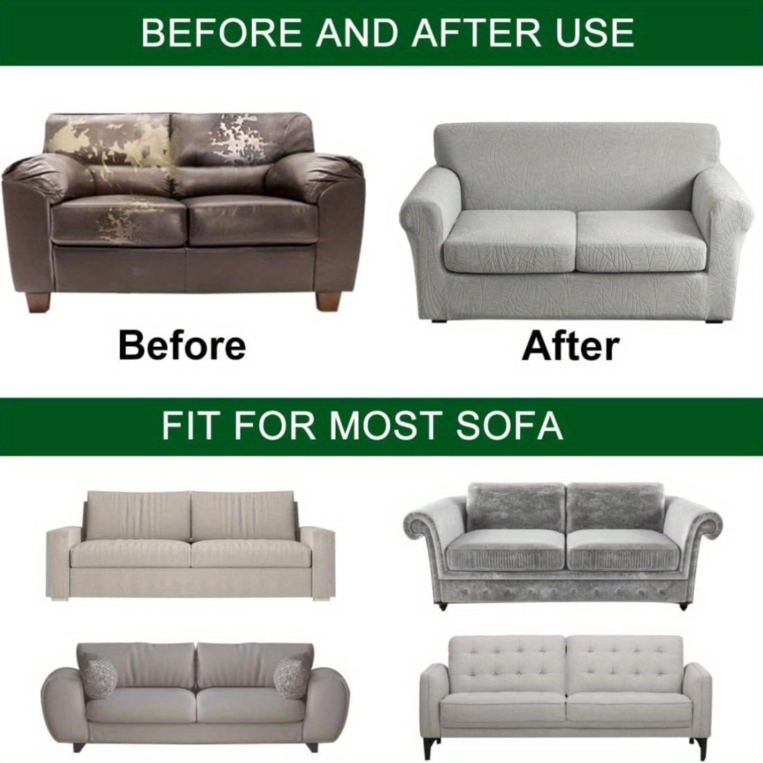 Elastic Stretch Sofa Cover, Machine-Washable Pet-Proof Furniture Protector, Suitable for 1/2/3-Seater Living Room Sofas with Removable Cushions