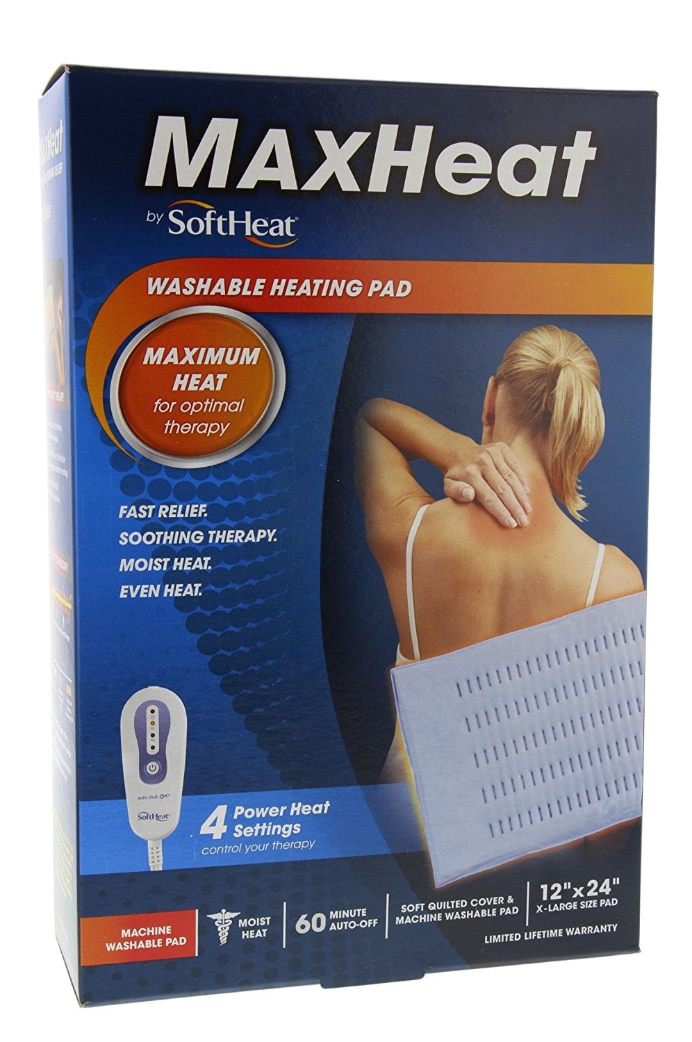 MaxHeat Washable Heating Pad 12" x 24" XLarge Size Pad, Material is