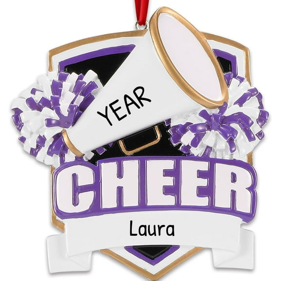 Personalized Cheer Ornaments 2025 - Custom Purple Word Cheer Stuff Christmas Cheer Dance Ornament for Cheerleader Christmas Ornaments Gift Tree Decorations