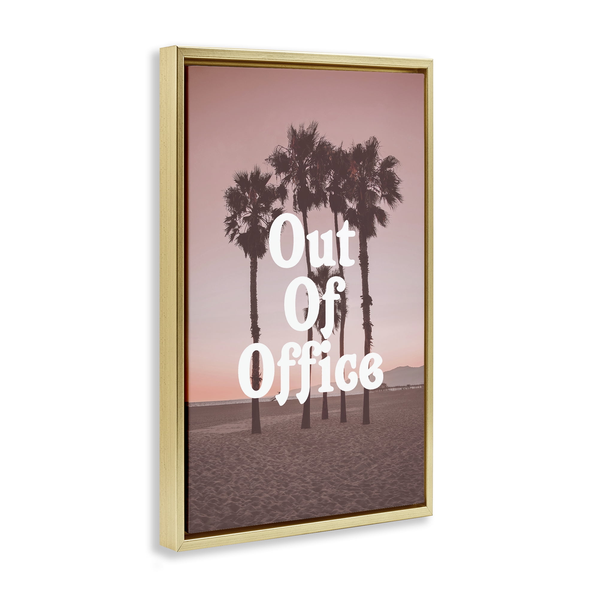 Stupell Industries Out Of Office Tropical Escape Gold Framed Floater Canvas Wall Art, design by Lil' Rue