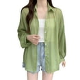 thumbnail image 2 of Green Plus Size Top For Women, Polyester Women's Plus Size Summer Tops, Womens Plus Size Tshirts, Designer Sun Chiffon Blouse Summer Women Lightweight Sunscreen Shirt Long Sleeve Block, 2 of 2