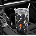 thumbnail image 6 of Mushroom Tumbler with Handle and Straw 40oz Mushroom Tumbler Coffee Travel Mug Mushroom Cup Leak Proof Insulated Tumbler Mushroom Stuff Gifts for Women-(black), 6 of 6