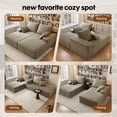 thumbnail image 3 of 80" Oversized Double Chaise Lounge Chair, Plush Upholstered Sectional Sofa Bed, Deep Seat Sleeper Couch with Pillows, Modern Memory Foam Loveseat for Living Room ，Bedroom, No Assembly Required，Camel, 3 of 10