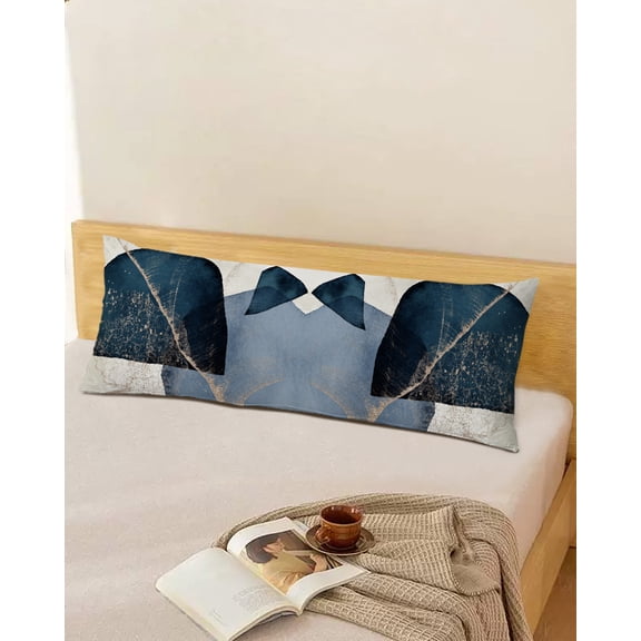 Abstract Navy Blue Throw Pillow Cover, Boho Middle Century Geometric Rectangle Decorative Pillow Case Protector Soft Cushion Cover Lumbar Pillowcase for Couch Sofa Bedroom Car Chair Decor 20x54 Inch