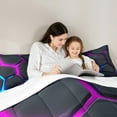 thumbnail image 5 of jejeloiu Neon Geometric Honeycomb Bedding Comforter Set,Modern Abstract Art Twin Comforter Sets,Purple Blue Black Bedding Set For Boys,Super Cozy Room Decor,2 Pieces, 5 of 8