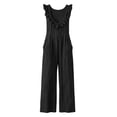 thumbnail image 6 of CHGBMOK Casual Summer Dressy for Women Ruffle Sleeveless Linen Jumpsuits with Pockets Wide Leg Pants, 6 of 7