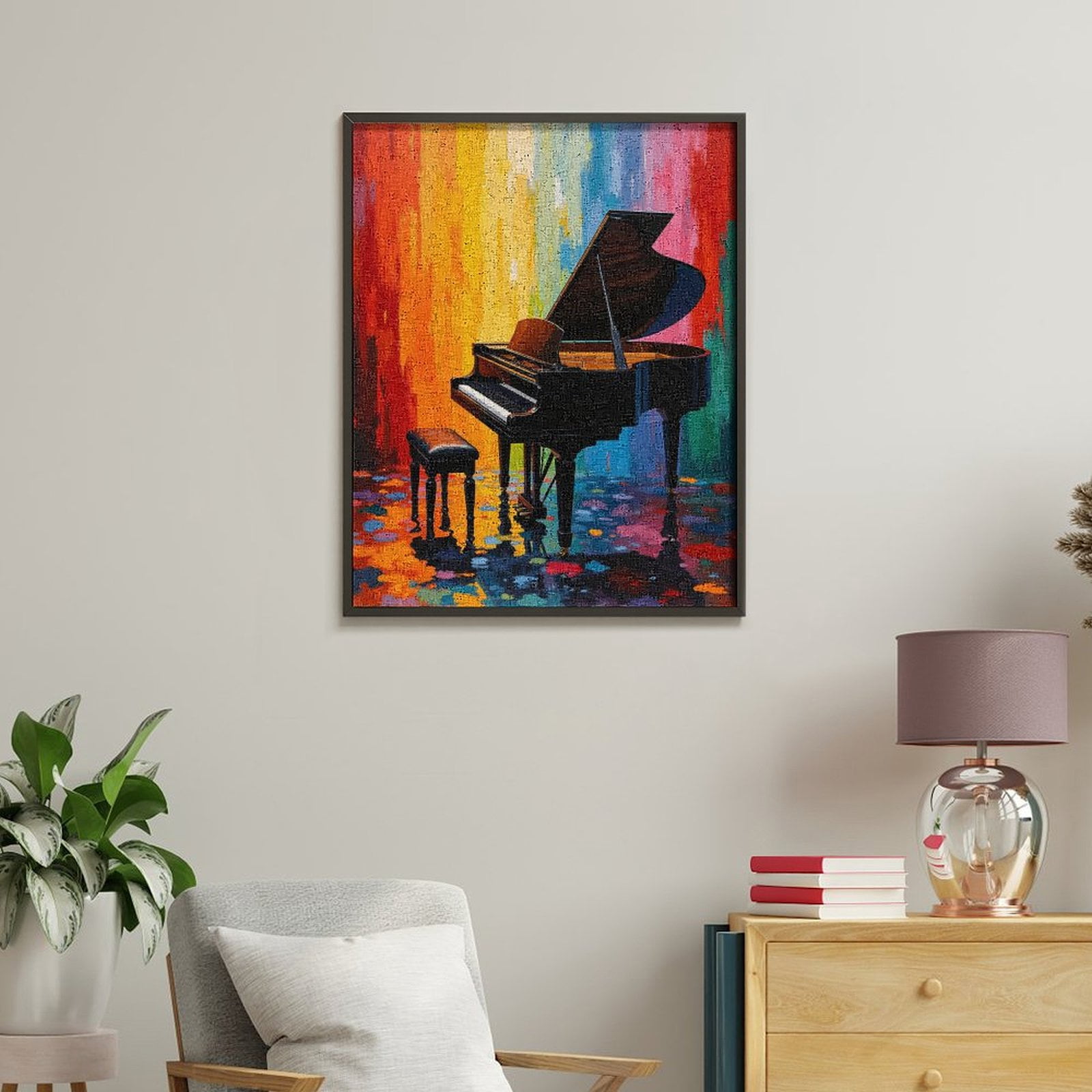 Paint By Numbers Kit for Adults Beginner - DIY Grand Piano Colorful Abstract Art Canvas Painting Kits for Adults, Frameless Paint By Number for Adults for Home Wall Decor 16x20 Inch
