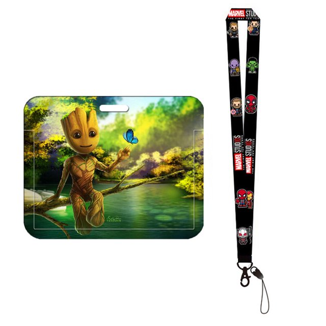 Disney Superheroes Card Holder Lanyard Men's Slide Card Holders Student Cardholder Hanging Rope Employee ID Case Gao Jinjia LED