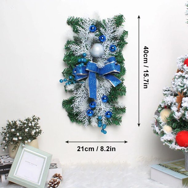 Corona de Navidad colgante para decoración de escaleras, adornos de ratán con luces para puerta delantera, pared, fiesta, decoración del hogar