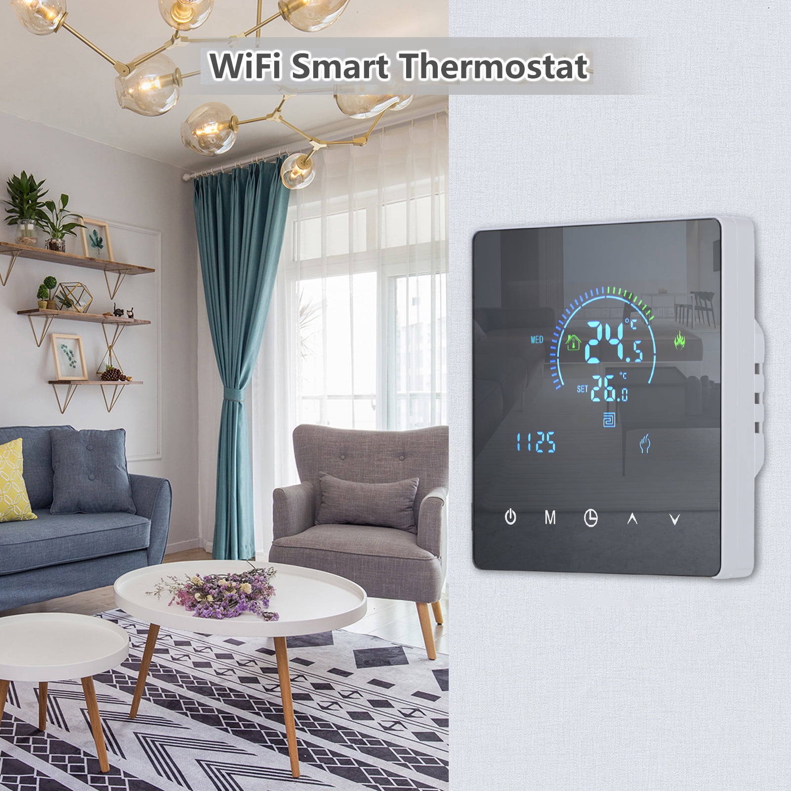 WiFi-Enabled Smart Thermostat for Water Heating Systems with LCD Display, Programmable via App for Remote Control, Ideal for Underground Heating in Homes, Offices, Schools, Hotels