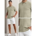 thumbnail image 5 of DARING DIVA Men's Short Sleeve Button Regular Fit Knit Texture Polo Shirt XXL khaki, 5 of 6