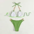 thumbnail image 4 of UTSJKR Deals Women's Micro Triangle Bikini Set Cut Out Chain Two Piece Bathing Suit Retro 2 Piece Swimsuits Sets Cute Holiday 2025 Summer Fashion Green S, 4 of 5