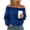 Blue, variant on Off the Shoulder Sweatshirts for Women Loose Fit Casual Fall Long Sleeve Basic Solid Color Pullover Tops Trendy Oversized Banded Bottom Shirts
