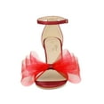thumbnail image 6 of BLISSFUL STEP Women's Open Toe Ankle Strap Bow Tie Stiletto High Heels Sandals Red 8, 6 of 7