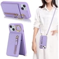 thumbnail image 5 of iPhone 13 Mini Case for Women with Card Holder, iPhone 13 Mini Phone Case Wallet with Strap,Crossbody Lanyard Cases with Credit Card Slots Kickstand with Ring Holder Stand Case,5.4 Inch,Purple, 5 of 13