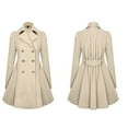 thumbnail image 3 of Sarapandan Women's coat, winter coat, lapels, double-breasted coat, knee-length trench coat, 3 of 4