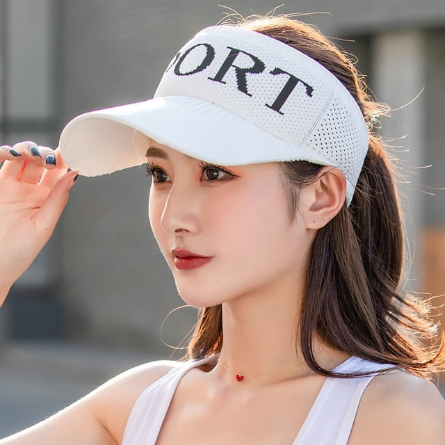 Sombrero con visera de protección solar, protector solar plegable, ventilación, protección UV, sombrero de playa para deportes, color blanco, tamaño libre YUNYI BRAND Deportes