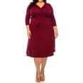 thumbnail image 2 of Women's Plus Size Solid 3/4 Sleeve V-neck Faux Wrap A-line Dress with Waist Tie(Pack of 2), 2 of 7