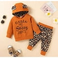 thumbnail image 6 of StylesILove Baby Toddler Girls 3D Ears Letter Print Long Sleeve Pullover Hoodie & Leopard Pants 2pcs Fall Winter Outfit (Orange, 12 Months), 6 of 7